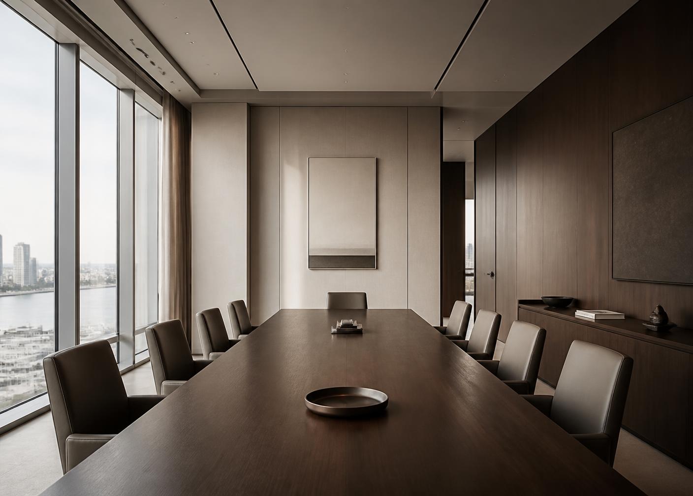 Sala de reunião corporativa com luz natural